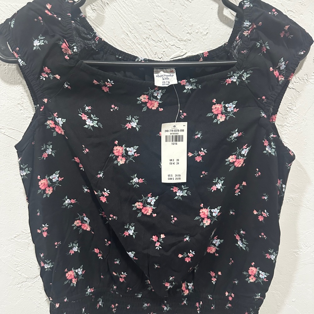 Abercrombie Kids Black Floral Blouse